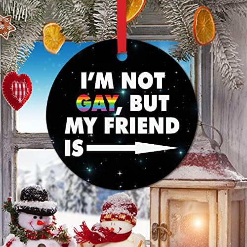 Божиќен украс за деца Јас не сум геј, но мојот пријател е украси ЛГБТ Божиќни украси Лезбејски геј напредок гордост бисексуална