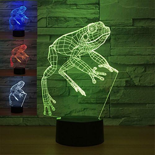Моли Хиесон 3Д жаба ноќна светло светло светло животинско ламба маса Оптичка илузија ламби 7 светла за промена