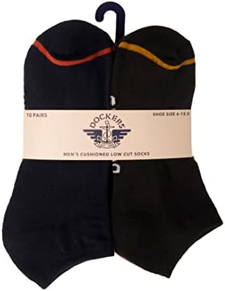 Чорапи на атлетски глуждови на Докерс Менс-10-пакувања со ниско сечење спортови и тренинзи чорапи за мажи со големина 10-13