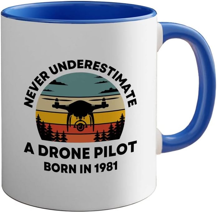 Меурчиња прегратки 1981 Роденден 2 тон сина кригла 11oz, пилот на дрон Роден во 1981 година - Дрони пилоти Авијација РЦ квадкоптер оператор