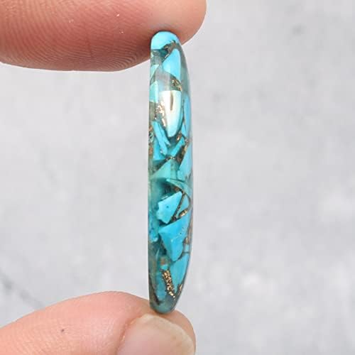 Реал-Гемс 28 КТ. Лабава природна бакарна тиркизна брилијантен овален скапоцен камен, за накит што прави енергија, завиткување на жица,