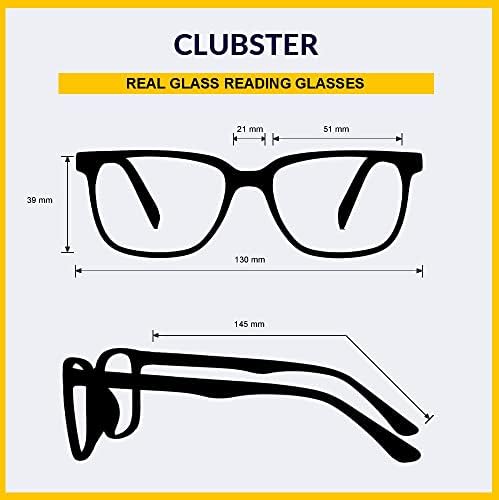 Против очила за очила за читање на очила со чисти реални стаклени леќи во пластична рамка од клубот