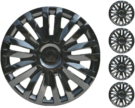 Копри сет од покривка од 4 тркала од 15 инчи црни Hubcap Snap-on Fit Ford