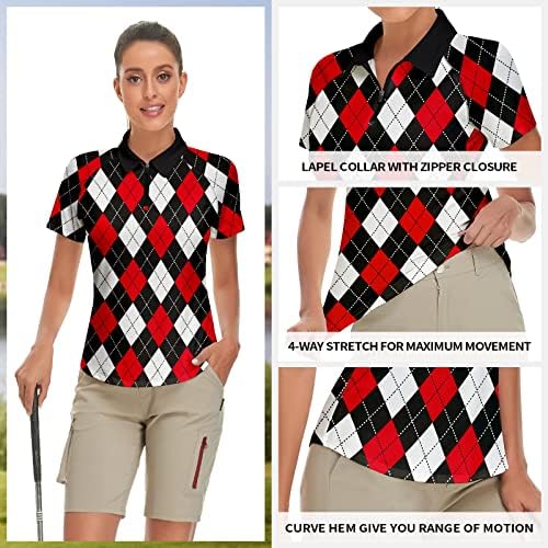 Sonevenенски женски кратки ракави голф кошула влага, атлетски голф поло маици тениски кошули суво вклопување