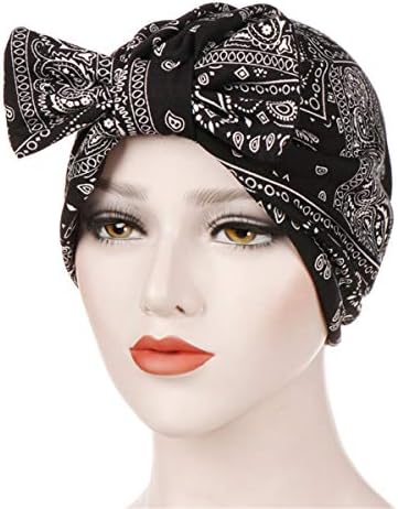 Qhome женски луксузен лак турбан капа стилски хемо -капа