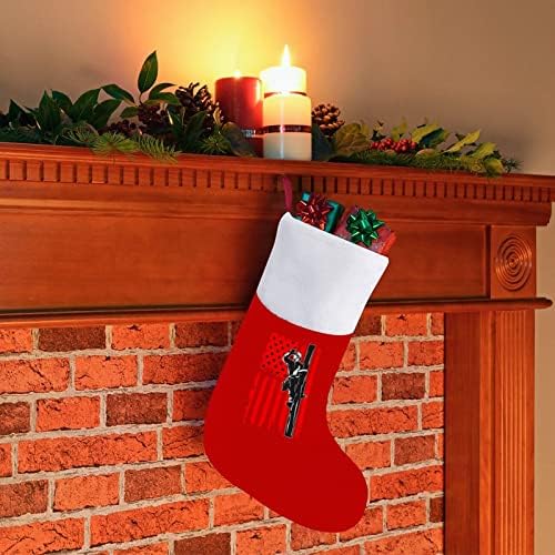Божиќни чорапи на Американците црвен кадифе со бела торба за бонбони Божиќни украси и додаток на семејна забава