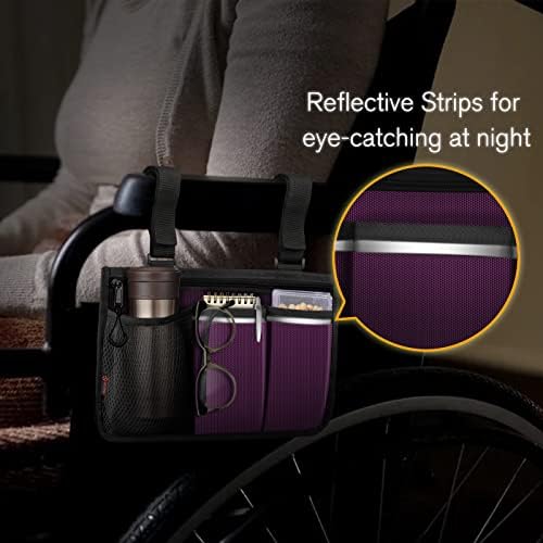 Страна за складирање на инвалидска количка FINPAC - Организатори на додатоци за потпирачи за инвалидска количка торбичка со рефлексивни ленти