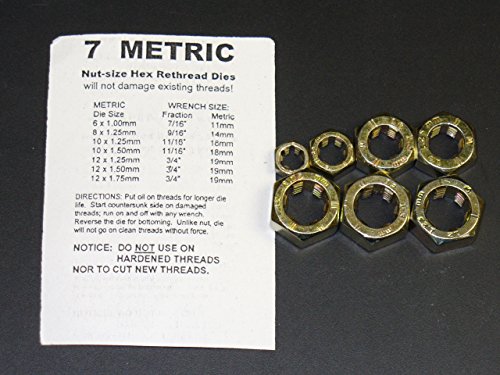 Метрички нишки за прочитување на умирање m6mm, 8mm, 10mm, & 12 направени во САД 7 парчиња