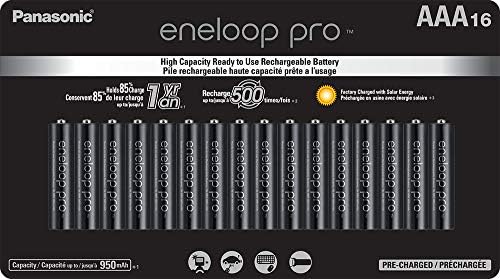 EneLoop Panasonic Pro NIMH AAA батерии 1.2V 16pk Полнење и 4-часовен полнач за брзо батерии w/4 LED индикатор светла