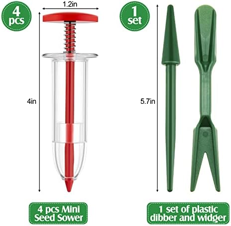 4 парчиња мини сеење семе диспензерот сејач за мали семе за ширење на семе со 2 алатки за трансплантација прирачник за рачно рачно