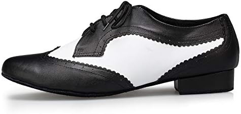 Hipposeus машка чипка за танцувачки чевли за кожа за танцување, кожни чевли за перформанси за социјален танц, 8,5 d САД
