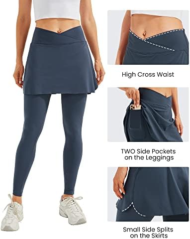 Г4фри женски тениски тениски хеланки со џебови вкрстени половини со јога хеланки со здолниште