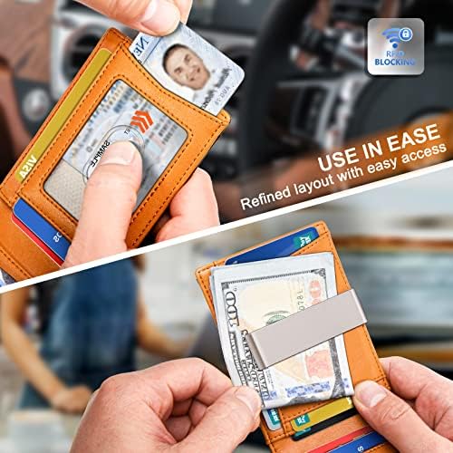 KS Mens Wallet за Airtag или стандардна употреба, тенок преден џеб паричник за парични пари 11 картички РФИД блокирање, без дупка
