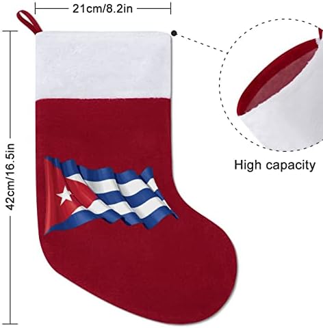 Куба знаме Божиќни чорапи за порибување со кадифен камин што виси за Божиќно дрво