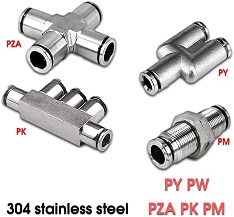 Qaixag PM PY PZA PZA 304 не'рѓосувачки челик метал Пневматско брзо спојување 4 6 8 10 12 Air цевка со висок притисок Брза конекторска