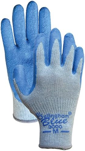 Белингем C3000S сина премија беспрекорна плетена ракавица со природна гума сина латекс дланка, мала