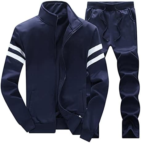 Сива тренерска машка лежерна јакна за печатење во прстен, постави две парчиња џебни панталони за џебни панталони поставени меко топло