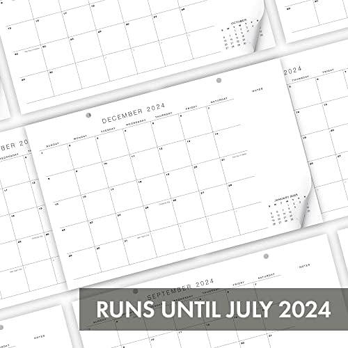 Поедноставен календар за биро од 2023 година - работи до јули 2024-17 година „X11“ Минималистички канцелариски десктоп/wallиден