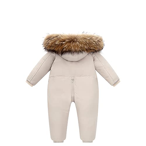 Бебе Сноуит, новороденче бебе, девојки, ропер зимски јакна, качулка со качулка, едно парче, облечена во облека за облека, беж 12-15 месеци