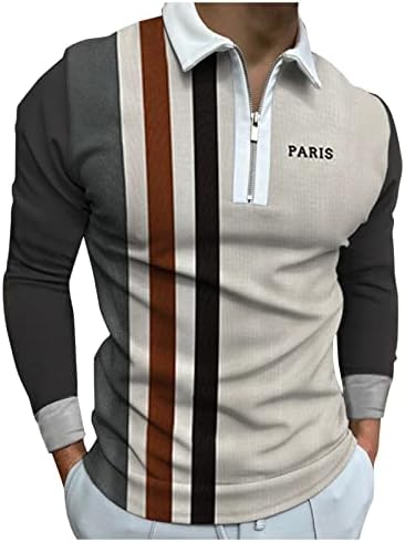 Вокачи патент Поло кошули за мажи, лежечки со долг ракав, тенок тенок, основен пол -точки тренинг спортски голф лапел, врвови