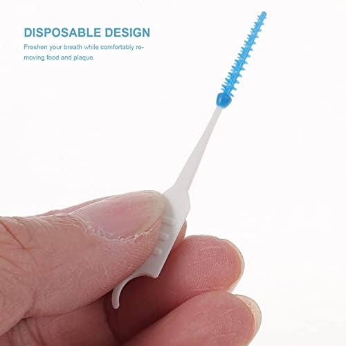 Vzdsddef 200pcs кутија конец интердентална четка за четка за заби заби мека силиконска двојно завршена заби за заби орална нега AZN515