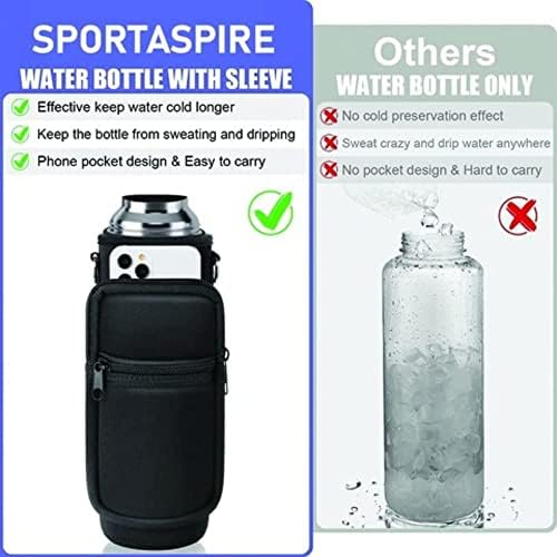 Sport Aspire 17oz изолирано шише со вода со ракав и каиш, БПА бесплатно протекување на вакуум не'рѓосувачки челик, мека гумена рачка и