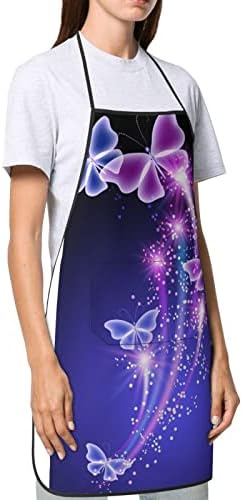 Симпатична Виолетова Пеперутка Престилка, Унисекс Кујна Престилка, Келнер Готвач Готвење Водоотпорен Престилка