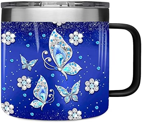 Клугла за патувања со сина пеперутка во Семејгер-Изолирана кафе за кафе за жени, совршен подарок за Денот на вineубените со инспиративен