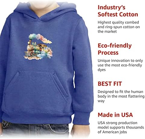 Симпатична дизајн на детето пуловер качулка - акварел сунѓер руно качулка - воз графички худи за деца