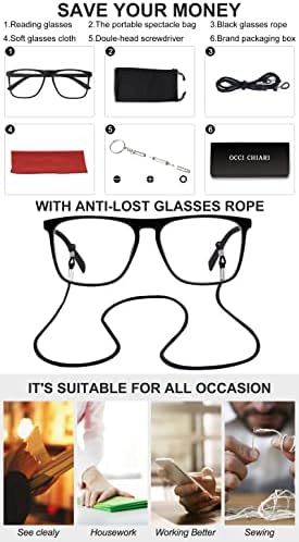 ОКЦИ КИАРИ Широк рамка за читање очила Менс удобни читатели 1,5x големи глави