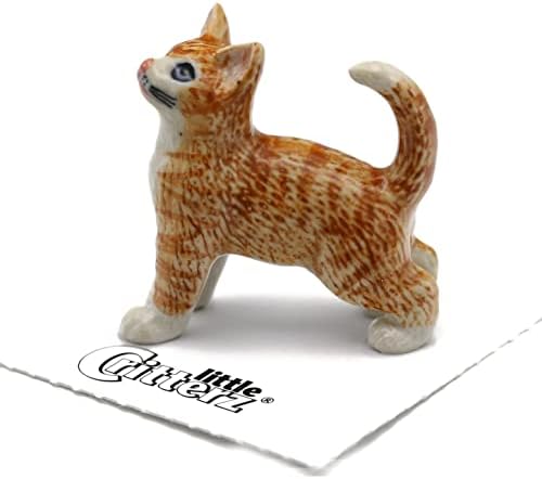 Малку Критерц мачка - портокалова тигар мачка ѓумбир - декорација дома украс животински минијатурна порцеланска фигура