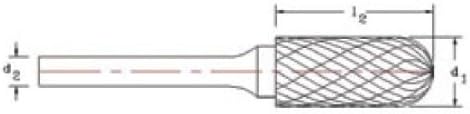 Компанија за алатки SGS 20307 SC-5M длабок двојно сечење бур Ta Carbide Bur 1/2 дијаметар од 6мм дијаметар на Шанк