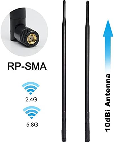 1,3ft 2x 10dbi WiFi Bluetooth антена со двојна лента Omni Directional Antenna 2,4GHz/5GHz RP-SMA машки долг дострел за безжичен Wi-Fi