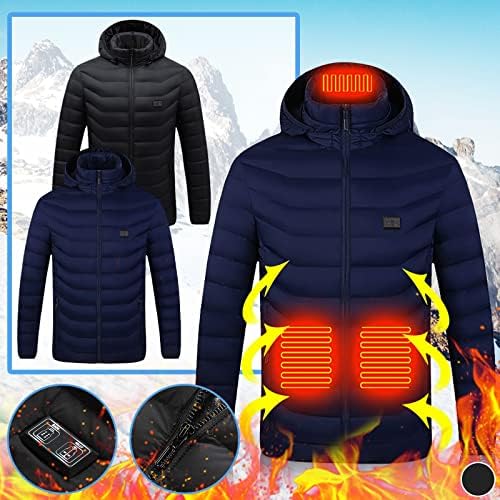 Загреана јакна USB Електричен палто јакна со качулка за греење зимски термички топли потопли мажи јакни