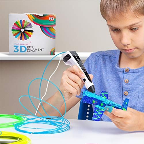 Ataraxia Art 3D Pen PLA FILAMENT FILAMENTS 1,75мм, 24 бои + 4 флуоресцентни & 4 проucирни, безбедни деца, компатибилни со филамента