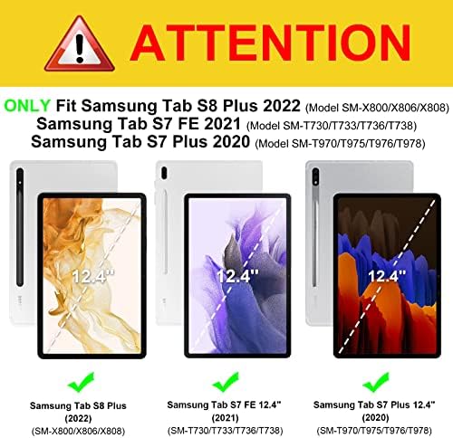 Финти Силиконски Случај За Samsung Galaxy Tab S8 Плус 2022/S7 FE 2021/S7 Плус 2020 12,4 Инчи Со Држач За Пенкало S, Тешка Заштита Од
