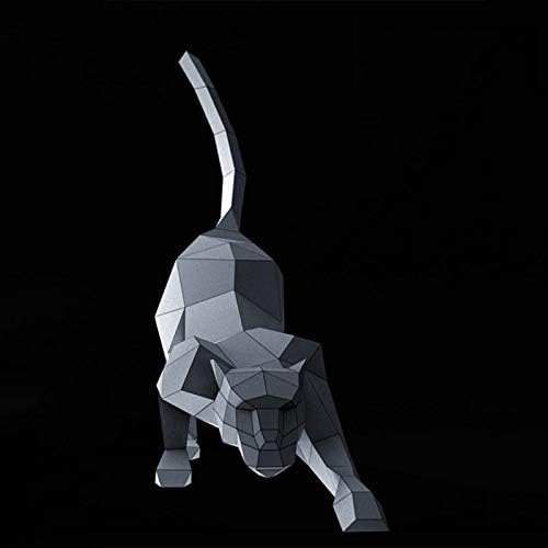 WLL-DP 3D рачно изработена црна пантер Оригами декорација DIY Три-димензионален модел на хартија геометриска хартија за хартија скулптура