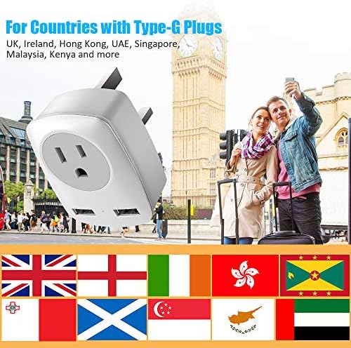 Европски адаптер за патни приклучоци со USB C + Велика Британија Адаптер за патувања