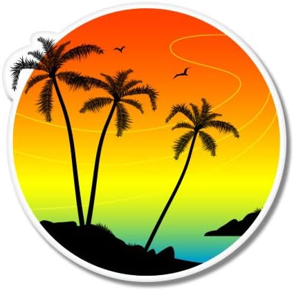 GT графички тропски зајдисонце палми за одмор - водоотпорна декларација на налепница винил