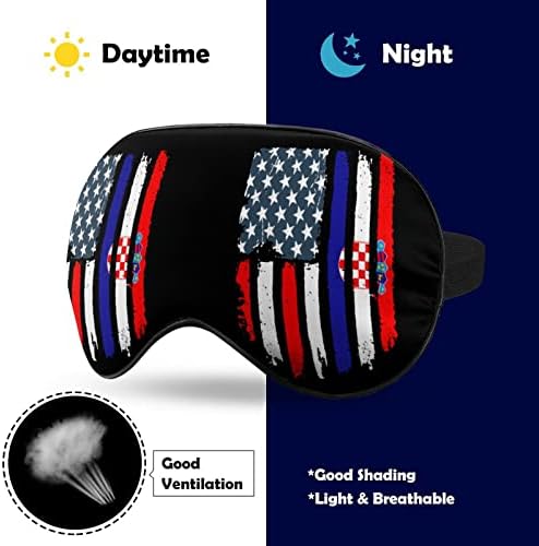 Хрватско американско знаме за спиење маска мека маска за очи за очи со прилагодлива лента за мажи жени