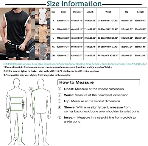 Xiaxogool Men Tracksuit Summer Outfits 2 парчиња без ракави за спортска маица и шорцеви поставени резервоар за вежбање врвен костум атлетска
