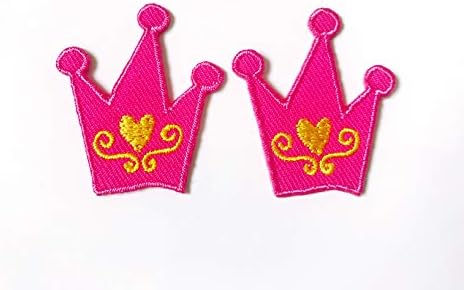 Сет од 2 мали. Мини розова круна симпатична цртана лого за шиење железо на извезена апликација знак знак за лепенка облека за облека
