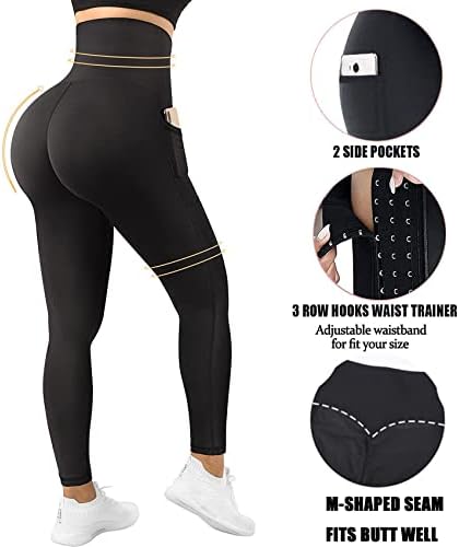 JGS1996 Heigh Wauna Heauna хеланки за жени со џебови тренингот потни панталони тренер за половината за контрола на стомакот, топла термо