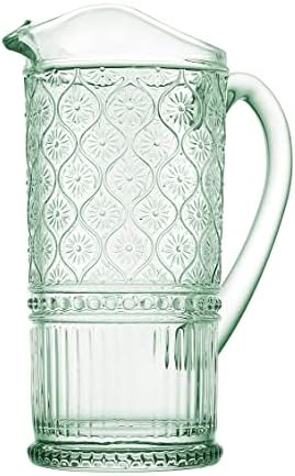 Божји стомна, стаклена стомна со рачка, стомна во вода, елегантен воден бокал - колекција на Кларо, зелена, 33oz