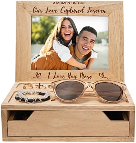 Ecoleafy dot Те сакам подароци за неа- кутија за рамка од 5х7 дрвени слики за складирање накит, часовник, прстени, додатоци- подароци