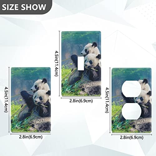 Yyzzh Panda со бебе јадете бамбус на планинска неискористена плоча за покривање на излез 2,9 x 4,6 светло -излезна wallидна