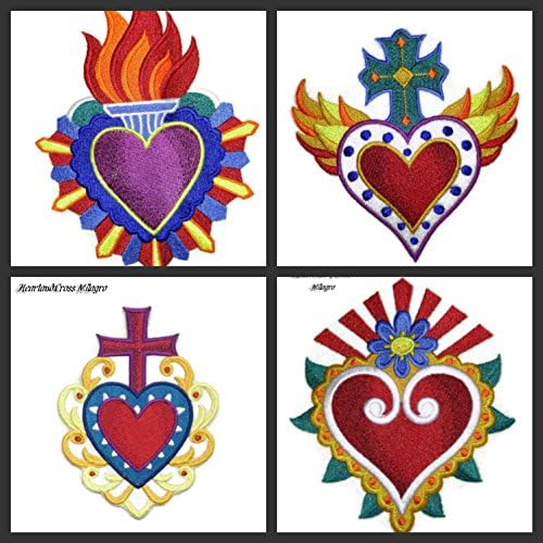 Обични и уникатни срца за исцелување на Милагро [срце, крст Милагро] везено железо на/шие лепенка [4,86 6,41] [направено во САД]…