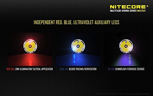NITECORE MH27UV 1000 LUMENS USB LED Fly Flys со бела, помошна црвена, сина и УВ светла