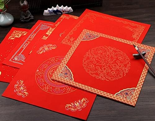 Welliestr 40pcs Кинеска црвена Xuan Paper, кинески пролетен фестивал Фу Шатер празен калиграфија Дуфанг Црвен ориз хартија за кинеска новогодишна
