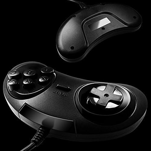Комплет за контролор на Сенхаи за Sega Genesis, 2 пакет контролер со 6 копчиња за класичен Sega Genesis и стандарден кабел за поврзување со AV